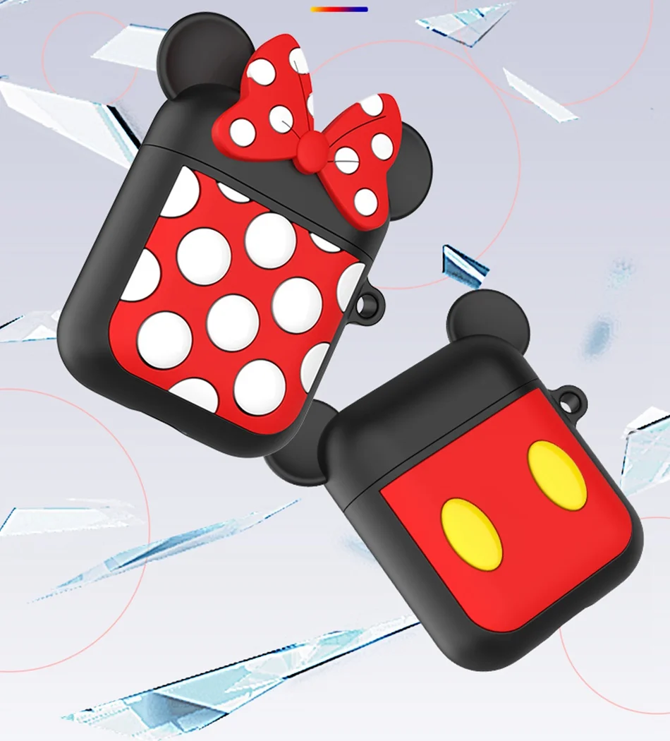 Чехол для AirPods, мультяшный силиконовый чехол для Apple Air pods 2, милый чехол для наушников, сумка для наушников, чехол с кольцом, аксессуары