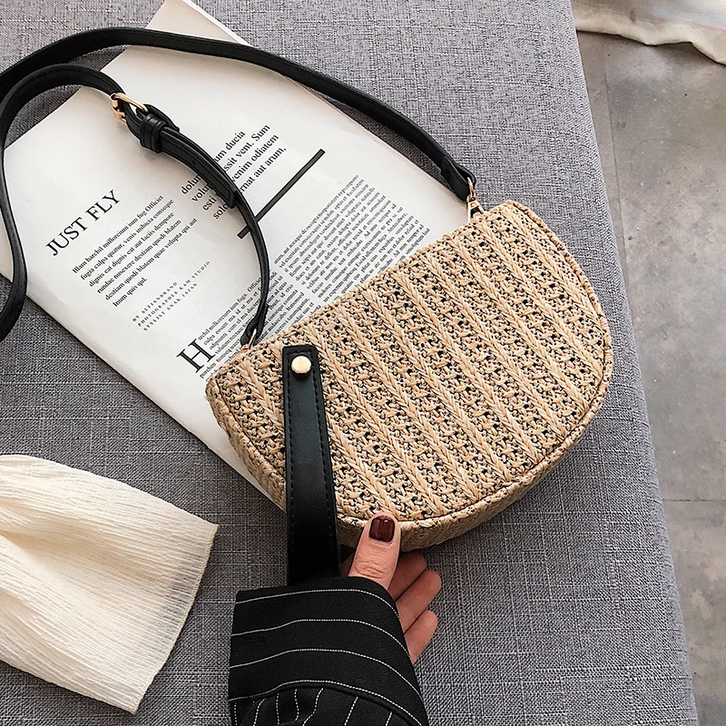 

Small Weaving Crossbody Bags For Women 2019 New Straw Bag Ladies Purses and Handbags Female Travel Cross Body Beach Hand Bag