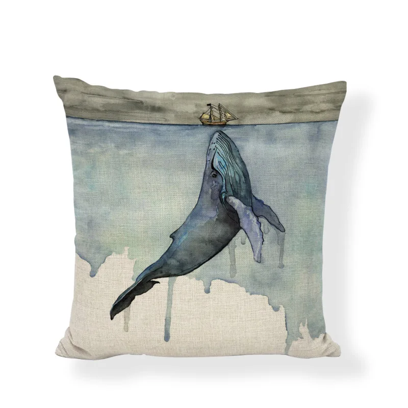 Наволочка Акварельная в океаническом стиле украшение для дома гостиной офиса с