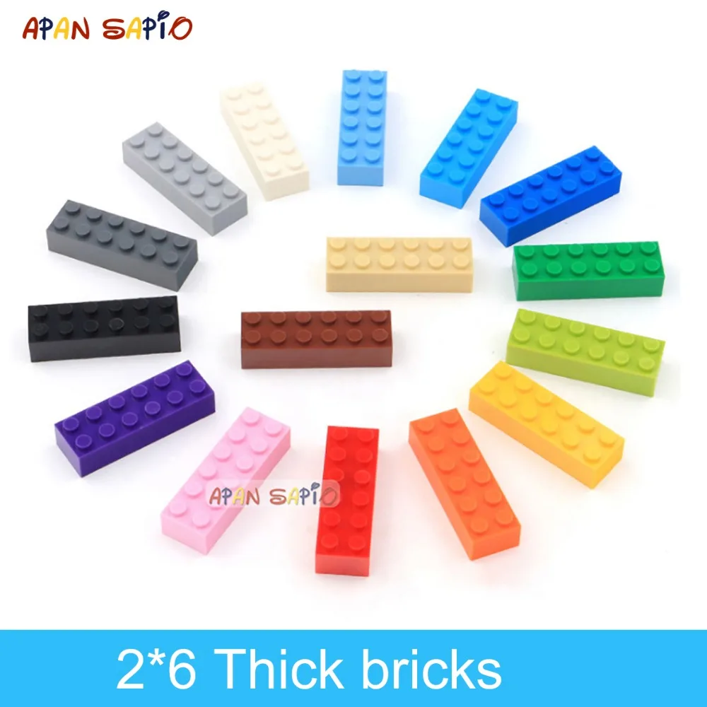 

20pcs DIY Building Blocks Thick Figures Bricks 2x6 Dots Educational Creative Size Compatible With 2456 Plastic Toys for Children