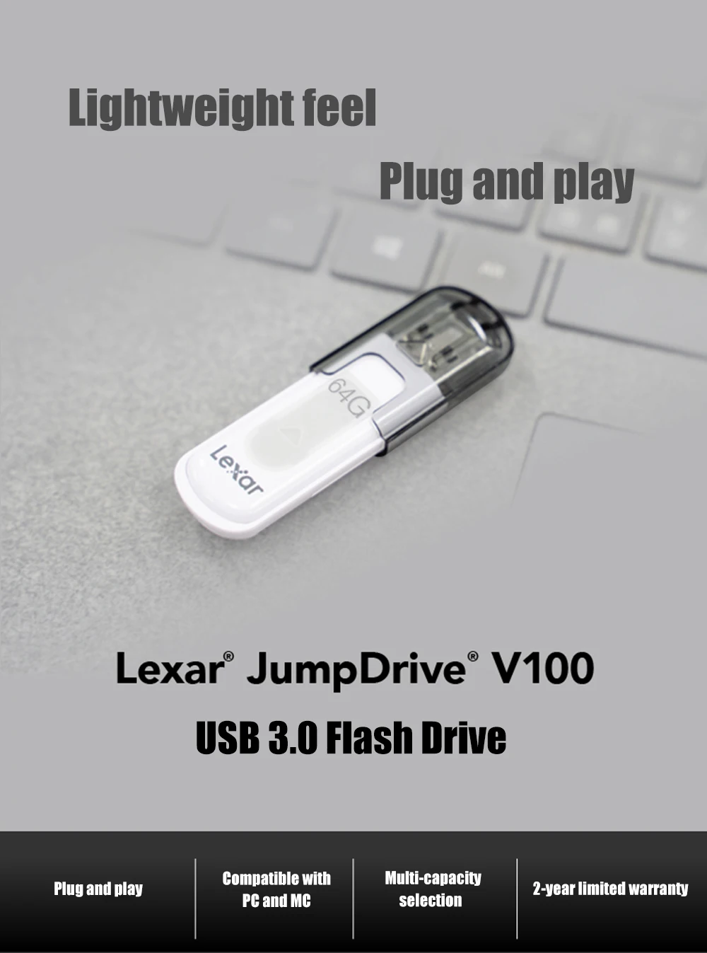 Lexar v100 USB флэш-накопитель 16 ГБ 32 ГБ 64 Гб 128 Гб карта памяти, Флеш накопитель chiavetta usb
