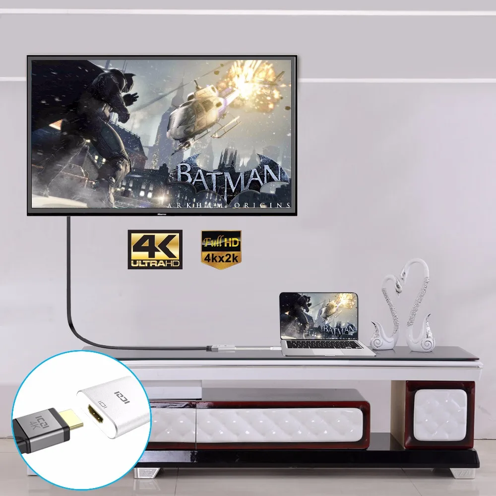 ICZI мини адаптер DP к HDMI 4K Thunderbolt Mini Displayport 1 2 0 конвертер для Macbook Surfacebook серебро|mini dp to