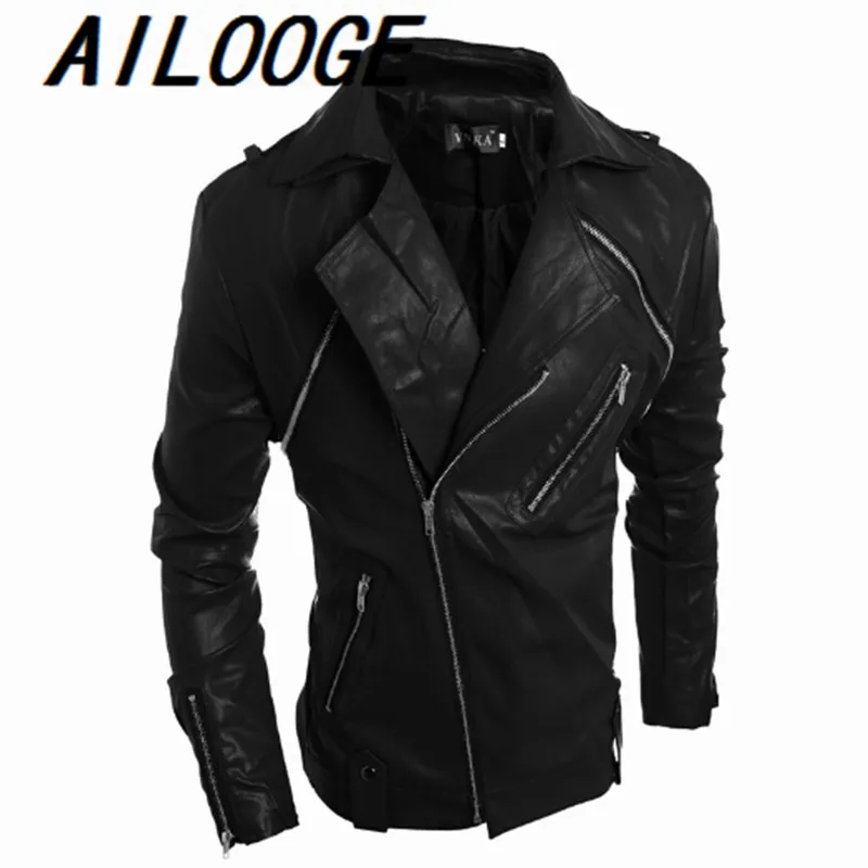 Мужская кожаная куртка на молнии красная из искусственной кожи в стиле панк