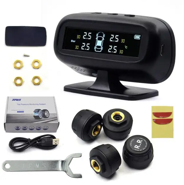TPMS автомобильный детектор Система контроля давления в шинах дисплей солнечной энергии 4 Внешний датчик Авто сигнализация диагностический инструмент - Тип: Усовершенствованная навигация / Dvd