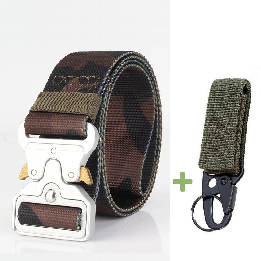 Camouflage Match 2 8 видов армейский холщовый ремень мужские тактические дизайнерские ремни для джинсов брюки эластичный нейлон 4,5 см широкий пояс черный пояс с металлической пряжкой - Цвет: Camouflage Match 2