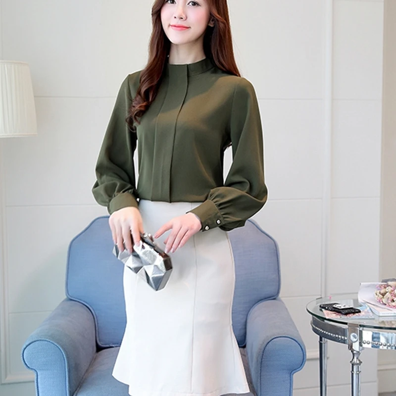 Новая мода 2019 женская блузка рубашка Длинные рукава размера плюс одежда красные