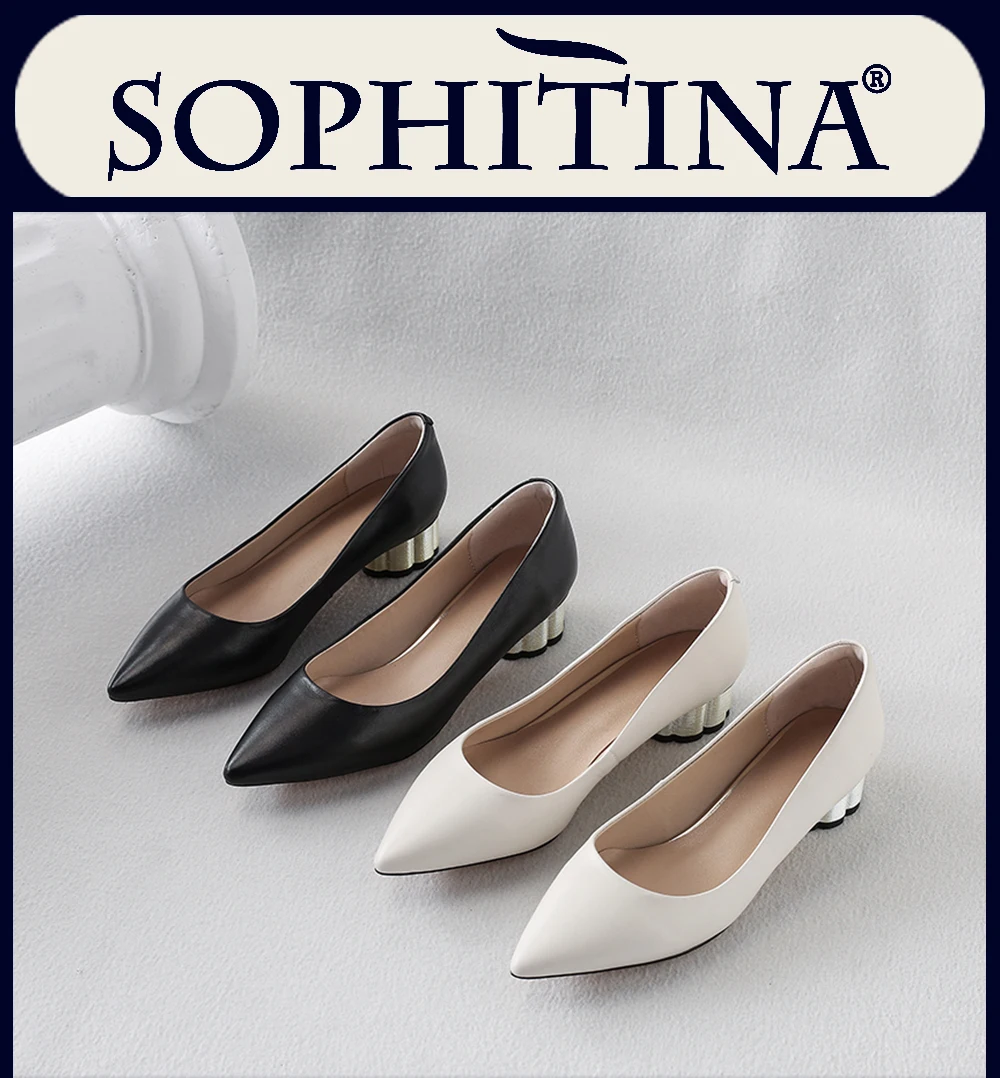 SOPHITINA/Новинка; стильные женские туфли-лодочки из натуральной кожи на среднем каблуке; Повседневная офисная обувь на квадратном каблуке; модные женские туфли-лодочки; SO208