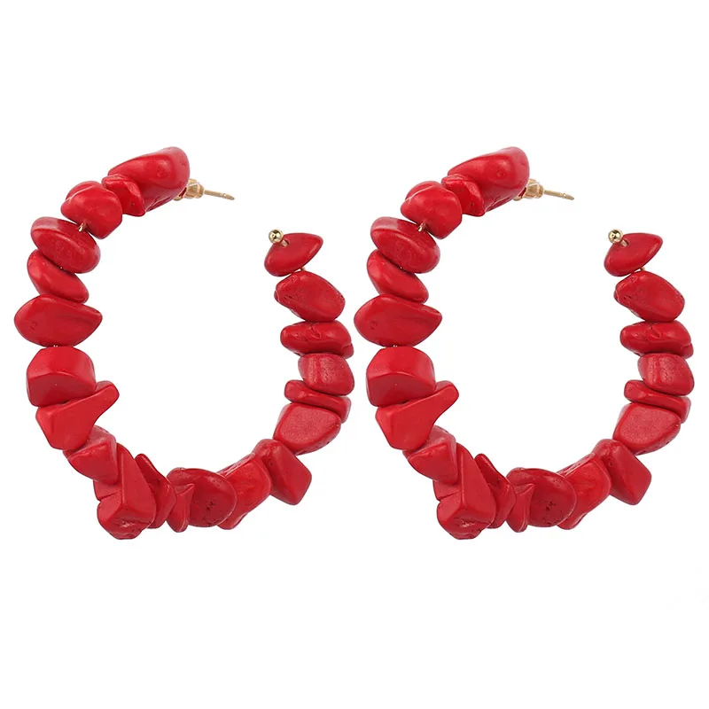 LEADERBEADS женские гиперболе натуральный камень круглые серьги для ZA подарок на