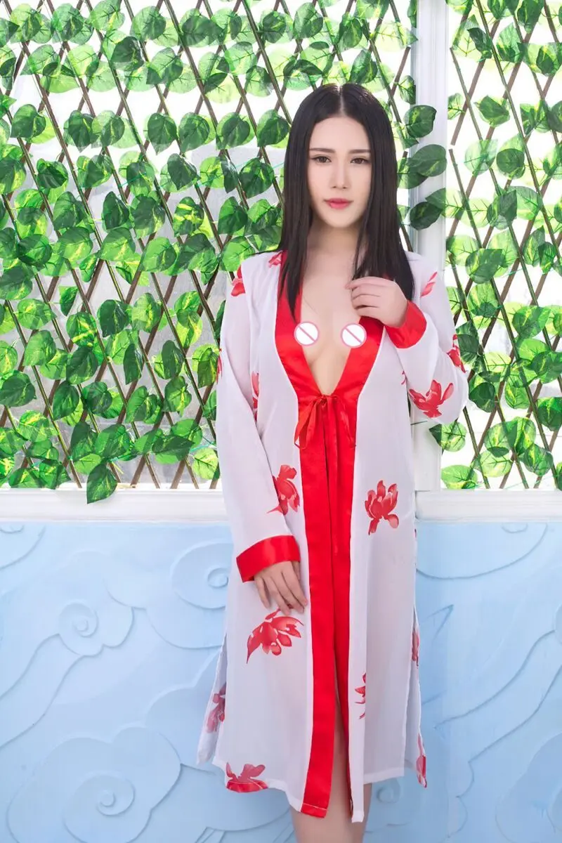 Женское пикантное нижнее белье белое прозрачное Сетчатое платье с красным