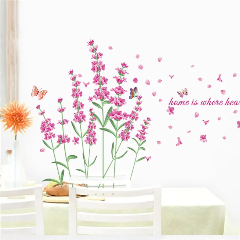 Романтические DIY наклейки на стену с природными цветами и бабочками для дома где