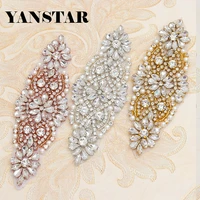 yanstar10pcs wholesale rose gold crystal rhinestone applique accessory for wedding dresses sash diy bridal gown belt ys850
