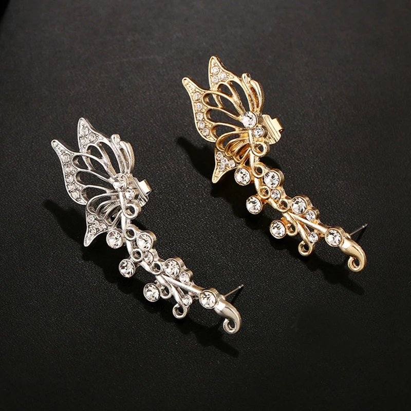 Hot Fashion Butterfly Ear cuff Clip on Earrings One Piece Exaggerated Earring Cuffs For Women Birthday Party Jewelry CE1202