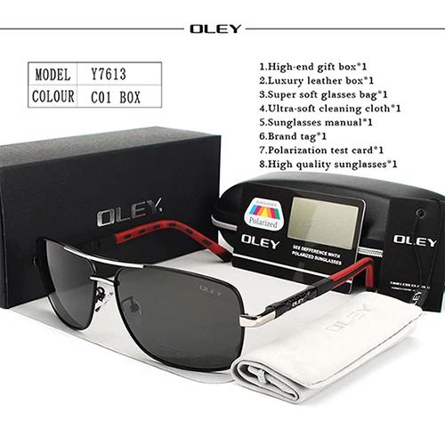 Y8724 C1 BOX OLEY, Брендовые мужские поляризованные солнцезащитные очки, wo, мужские солнцезащитные очки, очки для вождения, Oculos, поддержка логотипа, на заказ, Y8724 - Цвет линз: Y8724 C1 BOX