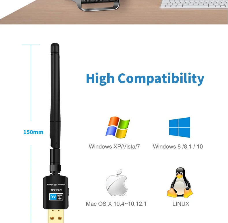 Suntrsi 600 Мбит/с USB Wifi адаптер 5,8 ГГц+ 2,4 ГГц USB Wifi приемник беспроводная сетевая карта usb wifi высокоскоростная антенна Wifi адаптер
