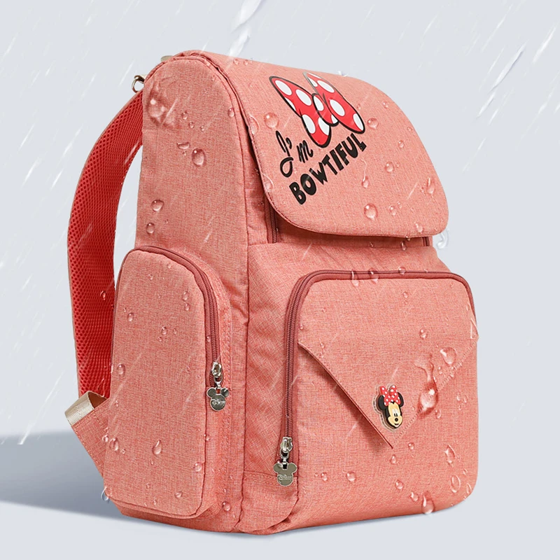 Disney New Fashion Maternity Bag Multifunctional Pink Mother Baby Double Shoulder Bag For Travel Large Capacity Nappy Bag