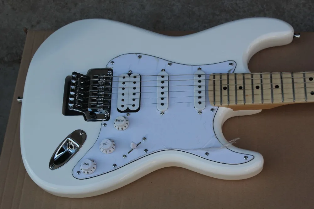 Высокое качество 6 струн электрогитара белого цвета с Floyd rose tremolo Бесплатная