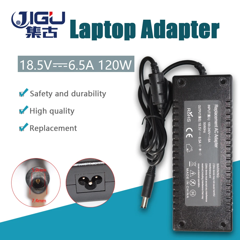 

JIGU 18.5V 6.5A 7.4*5.0MM 120W 391174-001 384023-001 Replacement For HP DV2 DV3 DV4 DV5 DV6 HDX9000 AC Adapter Power Charger