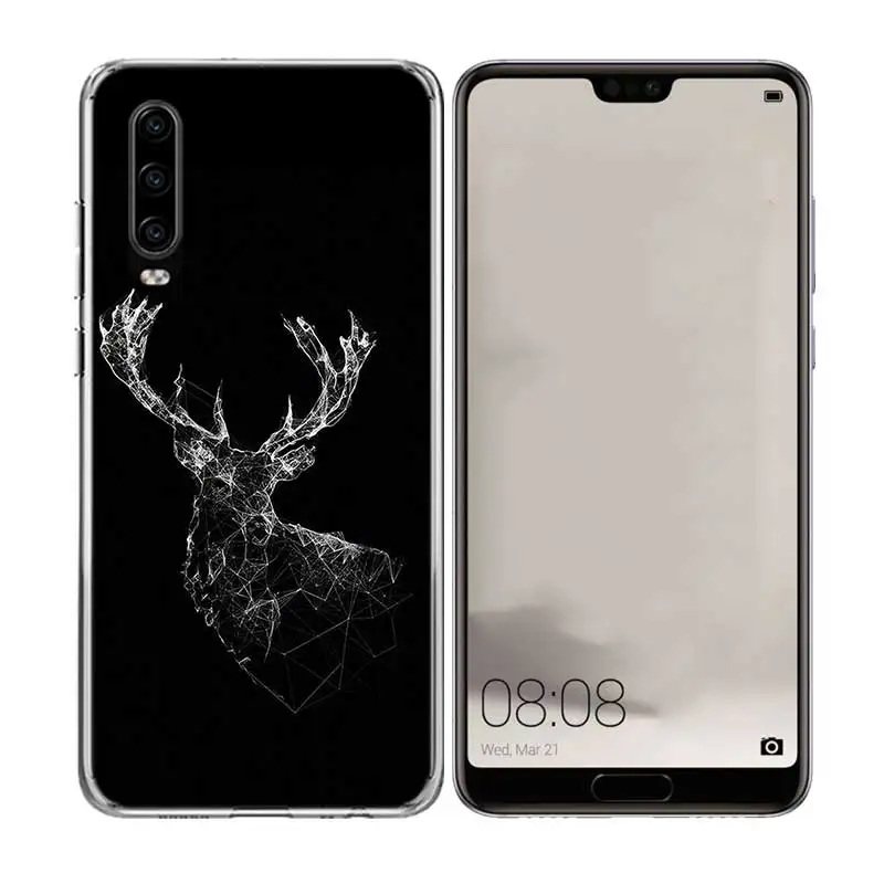 Силиконовый чехол для задней панели Abstract Line Face art dark Huawei P30 P20 Mate 20 10 Pro P10 lite P Smart + Plus