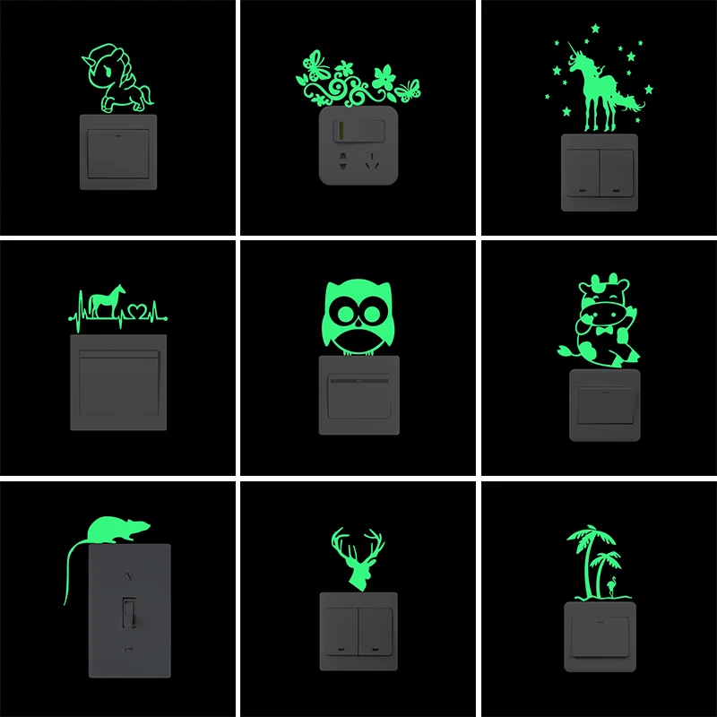Светящиеся наклейки в виде мультяшных животных забавные животные светится