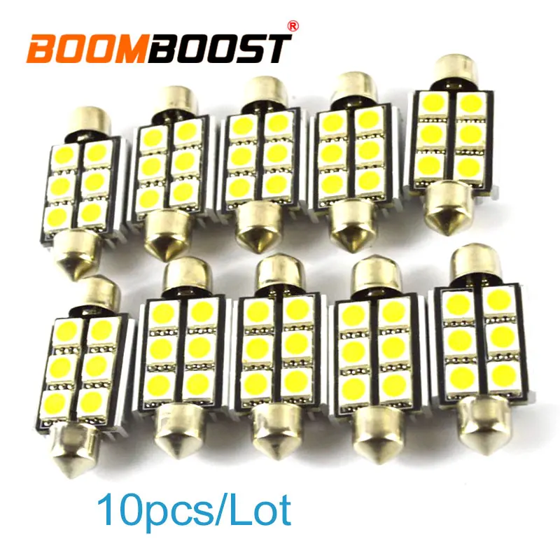 10 шт. 6SMD 36 мм 5050 Festoon COB светодиодный автомобильный светильник номерного знака для