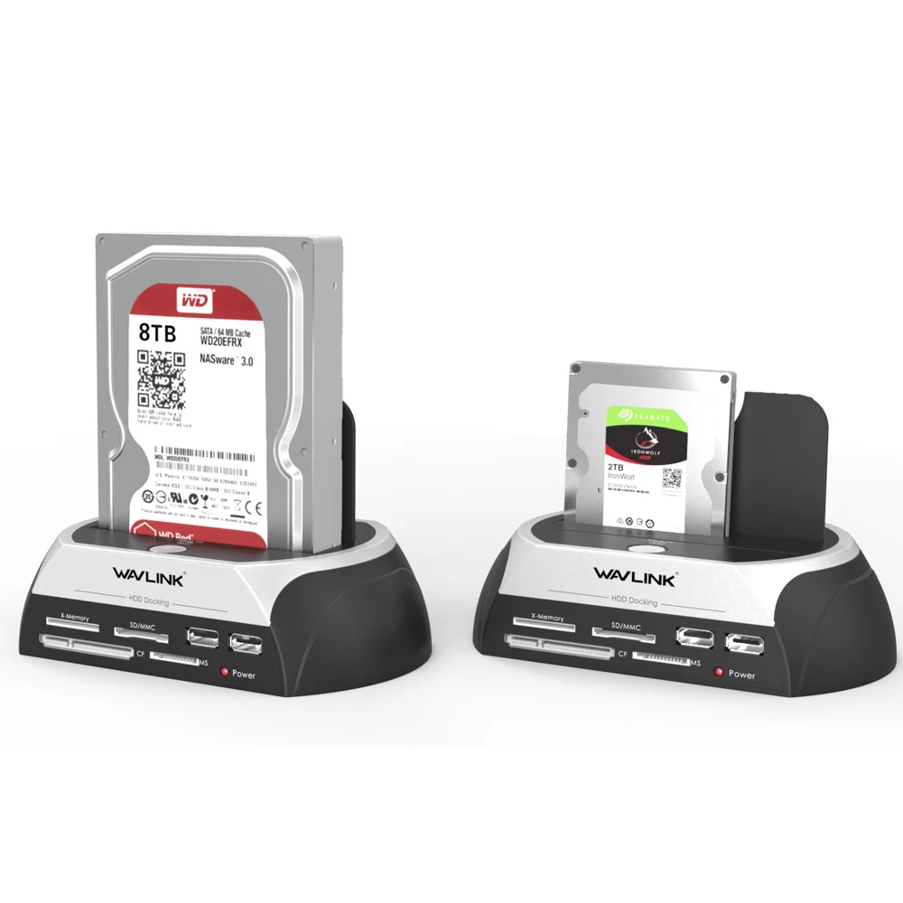 Wavlink USAP док-станция для HDD 2," /3,5" SSD SATA внешний жесткий диск основание корпуса коробка 8 ТБ док USB2.0 Hub Card Reader