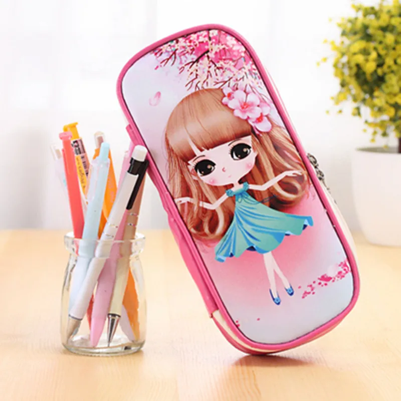 Kawaii Девушка Дизайн школьный пенал большой емкости Пенал искусственная кожа для