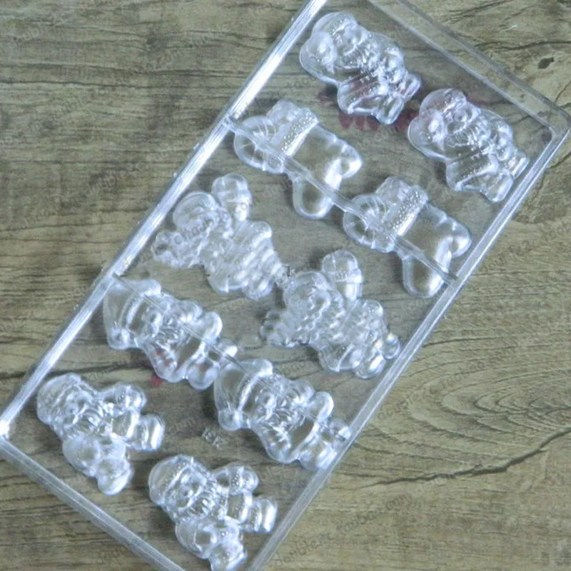 Шоколадная Рождественская форма поликарбонатные шоколадные формы 3D Санта Клаус