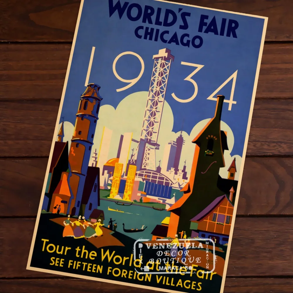 Chicago World Fair Map винтажный постер классическая ретро декоративная крафт бумага