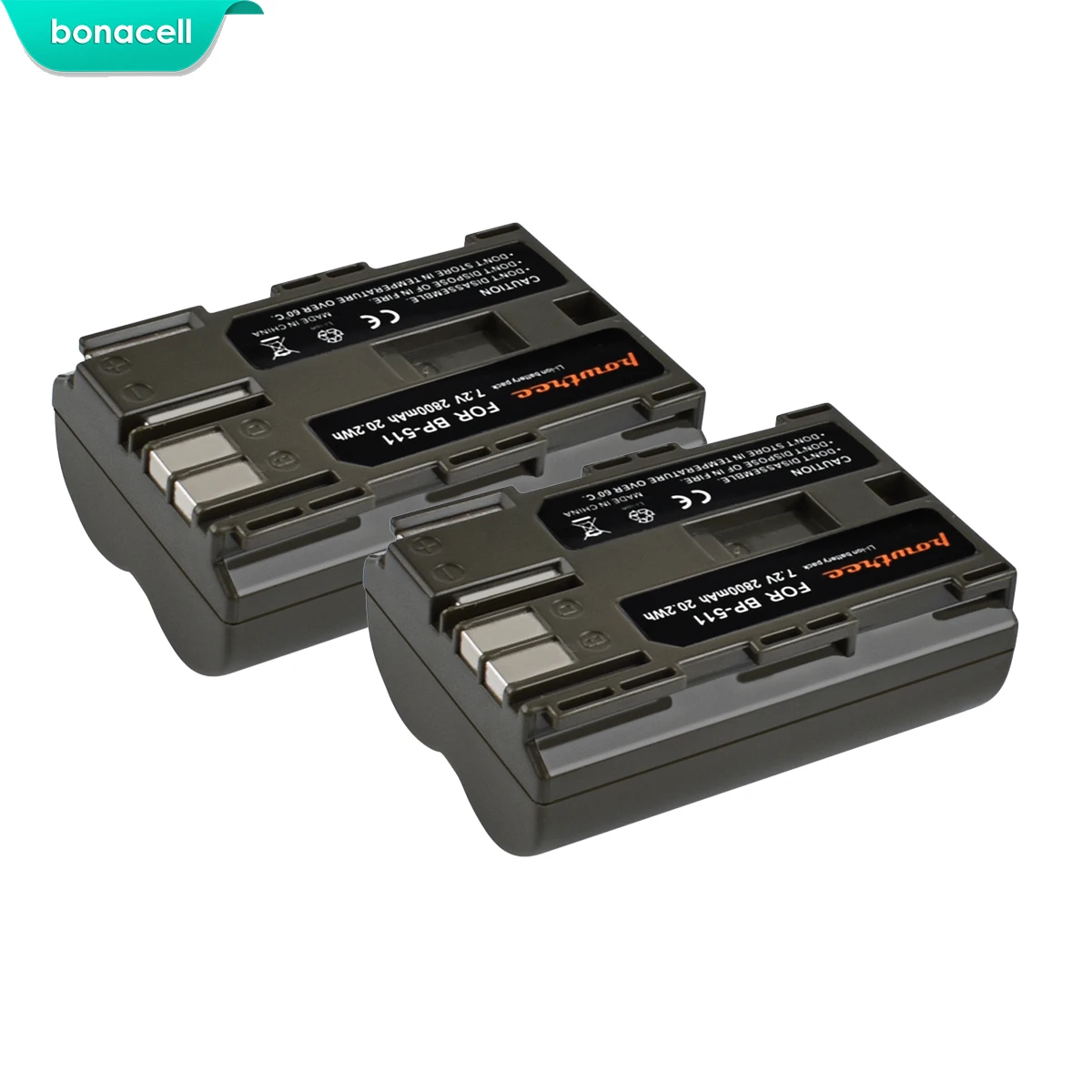 2 Pack Battery Bonacell 2200 мА/ч, BP-511 BP-511A BP 511A для Камера Батарея BP511 BP 511 для цифровой однообъективной зеркальной камеры Canon EOS 40D 300D 5D 20D 30D 50D 10D G6 L50 - Цвет: 2 Pack Battery