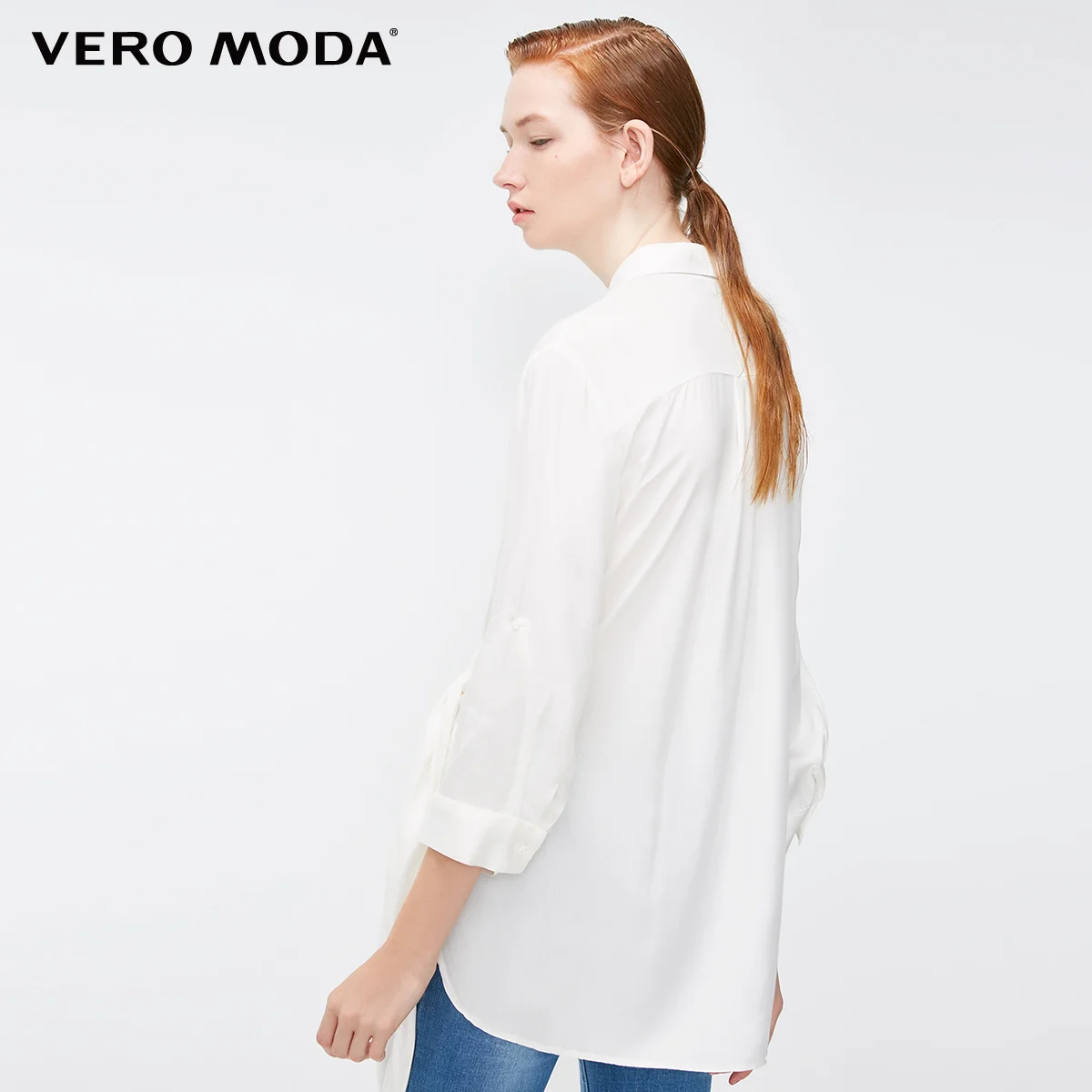 Vero Moda женская рубашка с отложным воротником и кружевным подолом 3/4 рукавами | 318331508