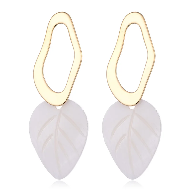 

Trendy Shell Leaves Drop Earrings New Alloy Pendant Dangle Erring For Women Jewelry Party Earrings boucle d'oreille femme