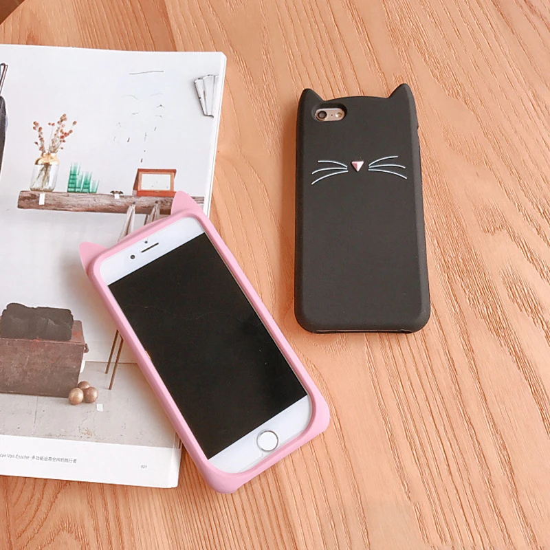 Cat Ears Cartoon Case for iPhone XR Xs MAX X Cover Half Wrapped Girl Style Soft Silicone For 7 8 Plus 6 6s Cases Fashion |