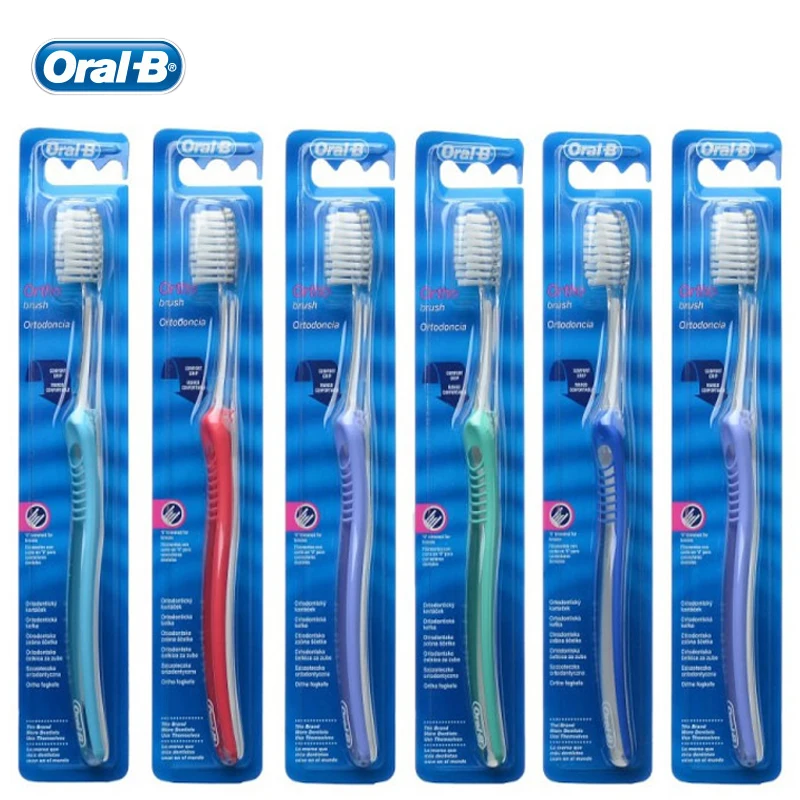 

Oral B ToothbrushTeeth Whitening Trimmed for Braces Deep Clean Teeth Brush for Orthodontics 5 Color Random Delivery 6pcs=1 pack