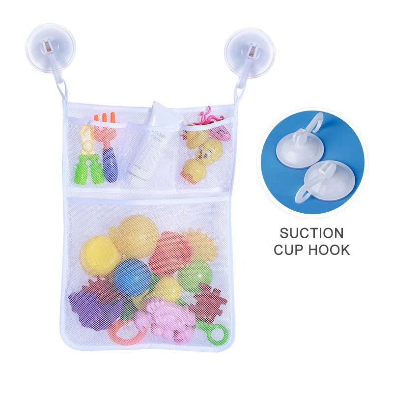 1 шт., сумки для хранения игрушек для ванной и ванной, сетчатые сумки из полиэстера с крюком, держатель-органайзер, аксессуары для ванной комнаты