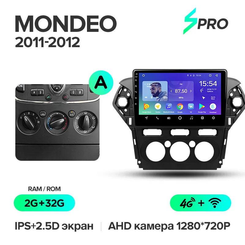 TEYES SPRO Штатная магнитола для Форд Мондео 4 Ford Mondeo 4 2010 2011 2012 2013 Android 8.1, до 8-ЯДЕР, до 4+ 64ГБ 32EQ+ DSP 2DIN автомагнитола 2 DIN DVD GPS мультимедиа автомобиля головное устройство - Цвет: Mondeo 11-12 32G A
