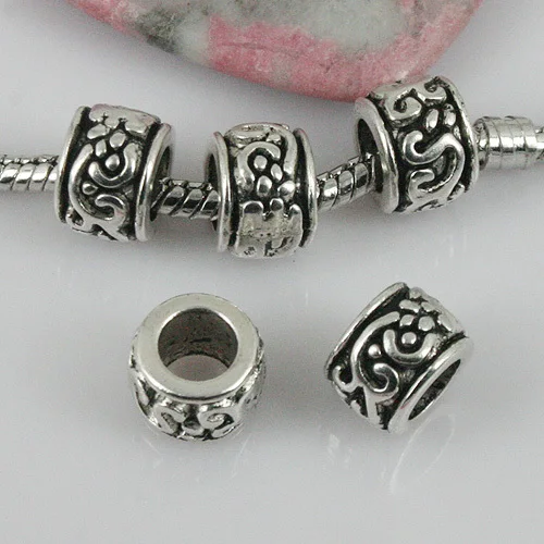 

22pcs tibetan silver color round flower beads fit bracelet EF0416