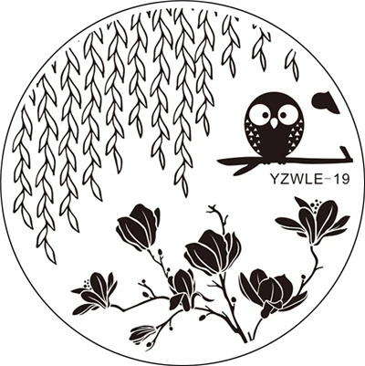 19 YZWLE, 1 шт, ручная роспись, дизайн, круглые, нержавеющая сталь, сделай сам, тиснение изображений, пластинки для ногтей, шаблоны, трафареты - Цвет: 19