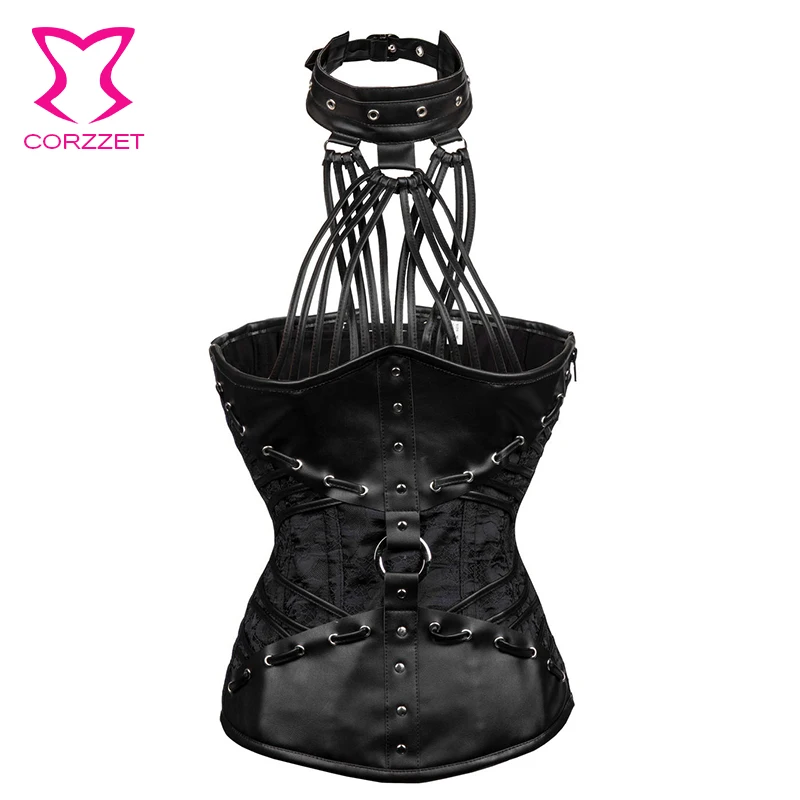 Женский корсет под грудью Черный в стиле стимпанк рок корсеты и бюстгалтеры топ