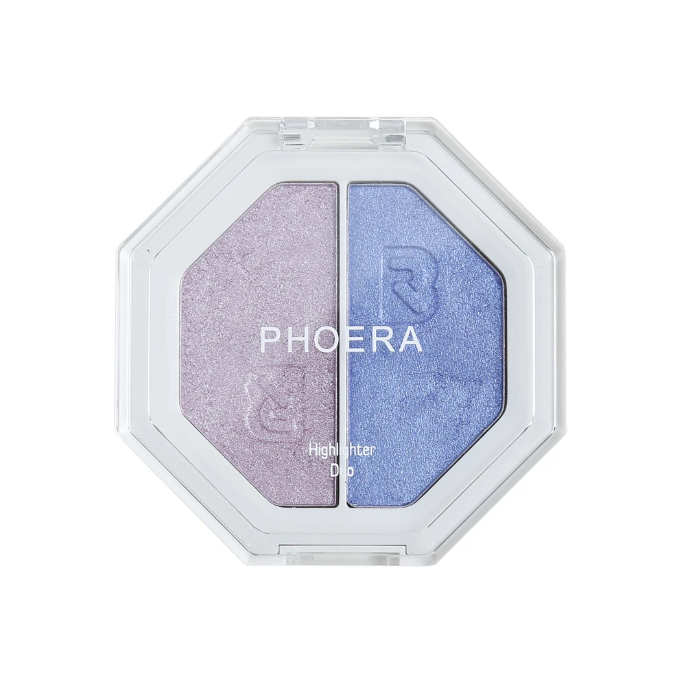 02 PHOERA основа для лица макияж пудра хайлайтер Pallete Eye стойкий осветлитель ремонт пудра 2 цвета Тени для век макияж TSLM2 - Цвет: 02