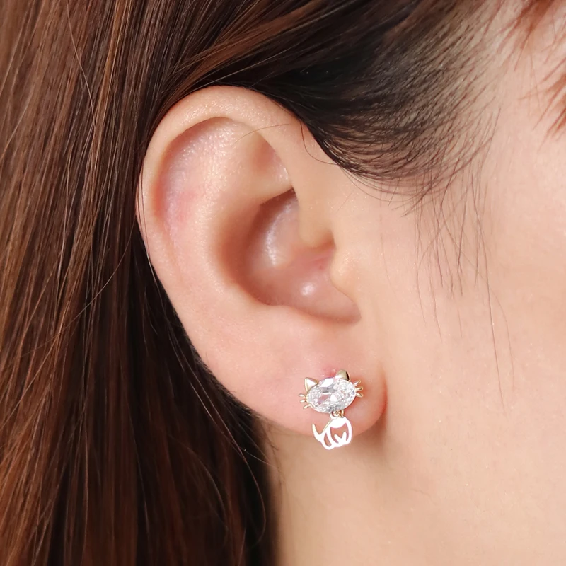 Женский модный блестящий кристалл циркониевые серьги-гвоздики с животными милый