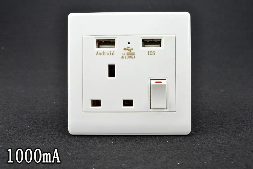 Новая настенная розетка на 2-портный Dual USB штепсельная вилка британского