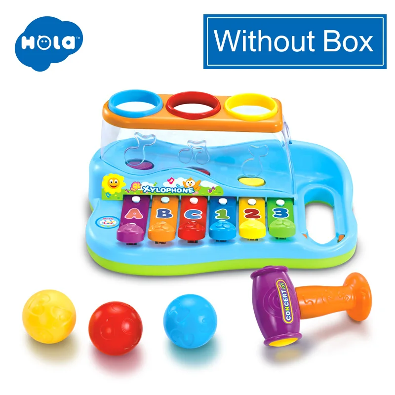 WITHOUT BOX HUILE игрушки 856 классические музыкальные игрушки стучит по фортепиано с помпонами, теплые гольфы для детей Обучающие Развивающие игрушки инструмент подарок на день рождения - Цвет: WITHOUT BOX