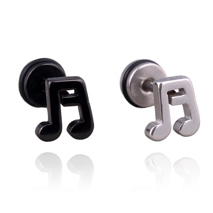 

New Arrival Fashion Unisex Stainless Steel Earring Ear Piercing Jewelry Punk Music Note Ear Studs