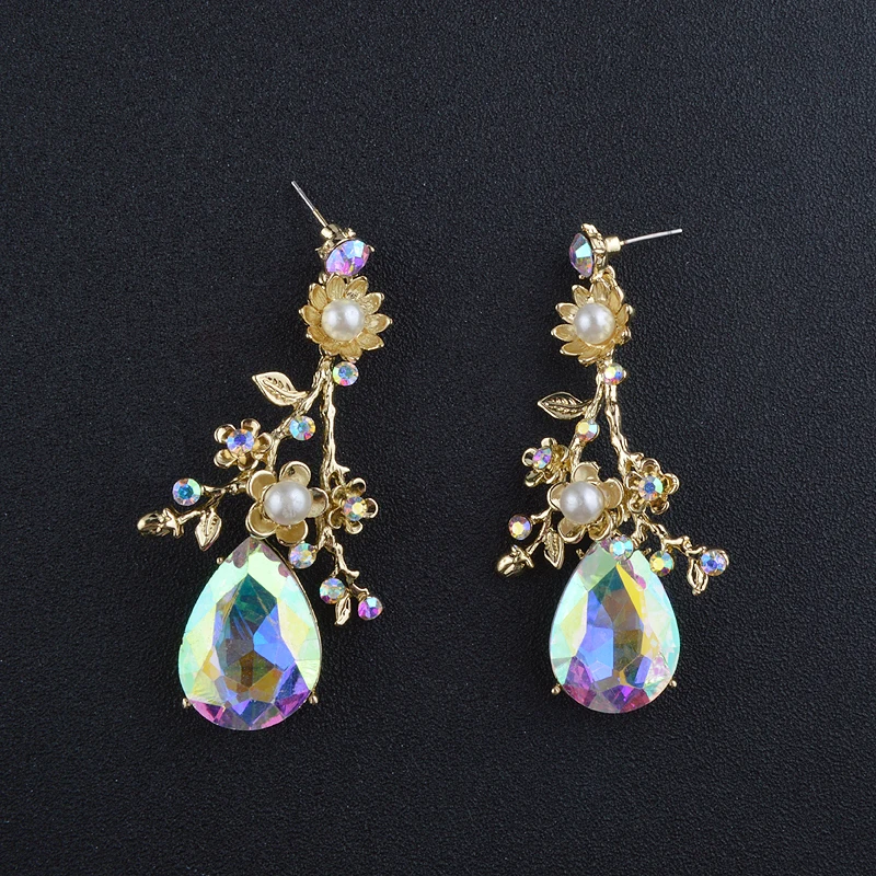 Высококачественный Свадебный комплект из ожерелья и сережек для женщин