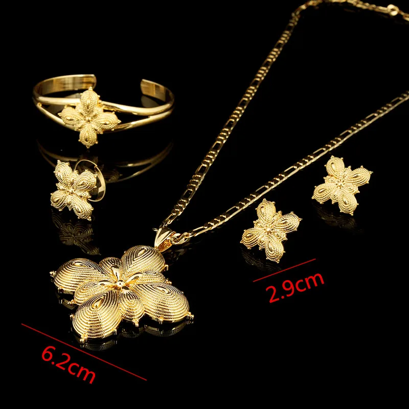 Набор ювелирных украшений для невесты эфиопская этика золотого цвета|bridal jewelry