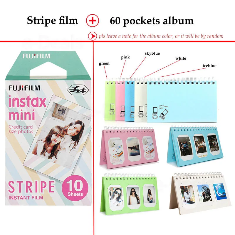 Пленка Fujifilm Instax Mini в полоску 10 листов для 9 8 + 7s 70 90 25 мгновенная полироидная камера