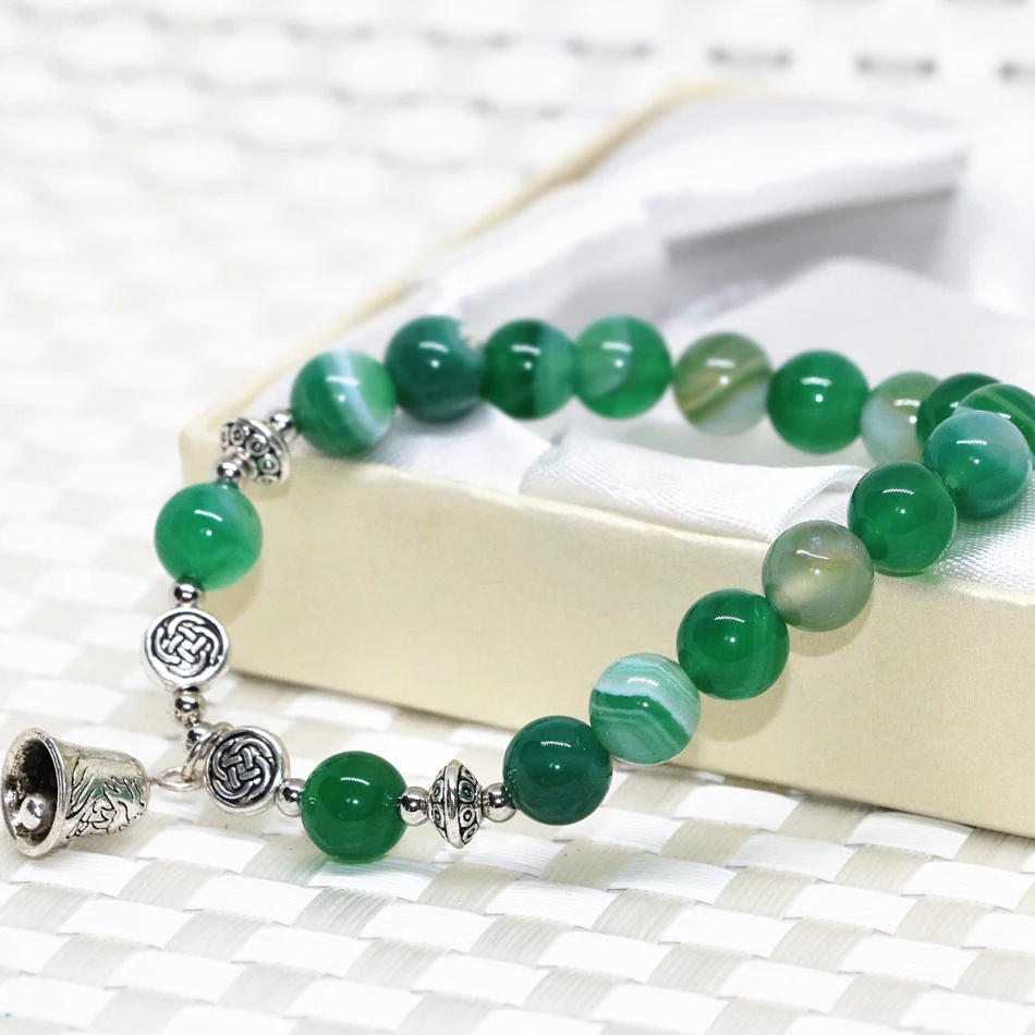 8mm Natural Green Veins Agat Onyx Round Beads Strand Beaded 