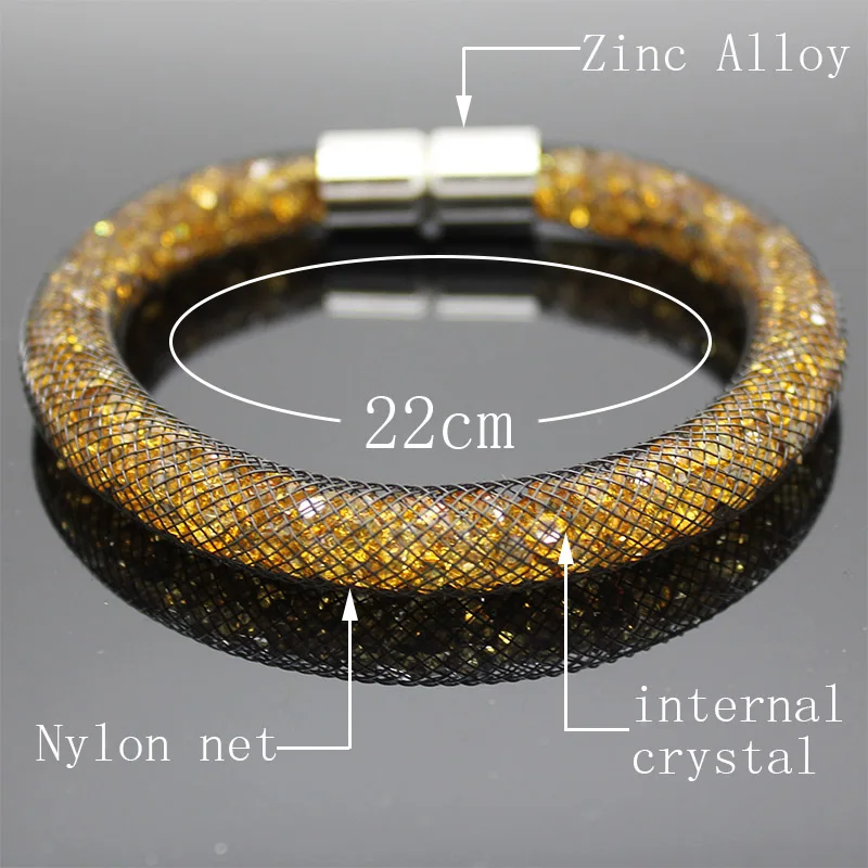 Кристалл Браслеты сетки цепочка с полный смолы Магнитная Обёрточная Бумага