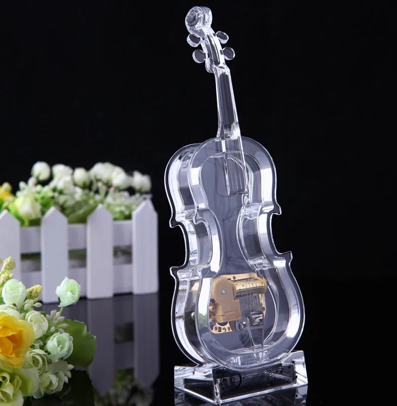 Музыкальная шкатулка для скрипки с акриловой кристальной текстурой музыкальная