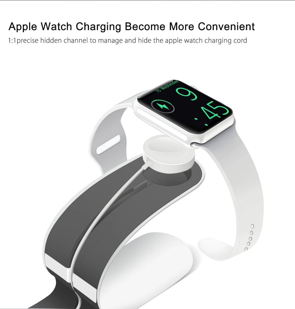 Raugee силиконовый держатель для зарядного устройства для Apple Watch 4 кронштейн Подставка для зарядки для Apple Watch 1 2 3 4 SmartWatch iPhone X